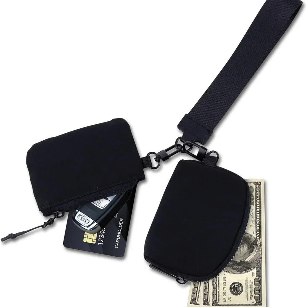 Stylish Dual Pouch Wristlet Wallet with Detachable Coin Purse and Keychain - Com - Picture 2 of 5